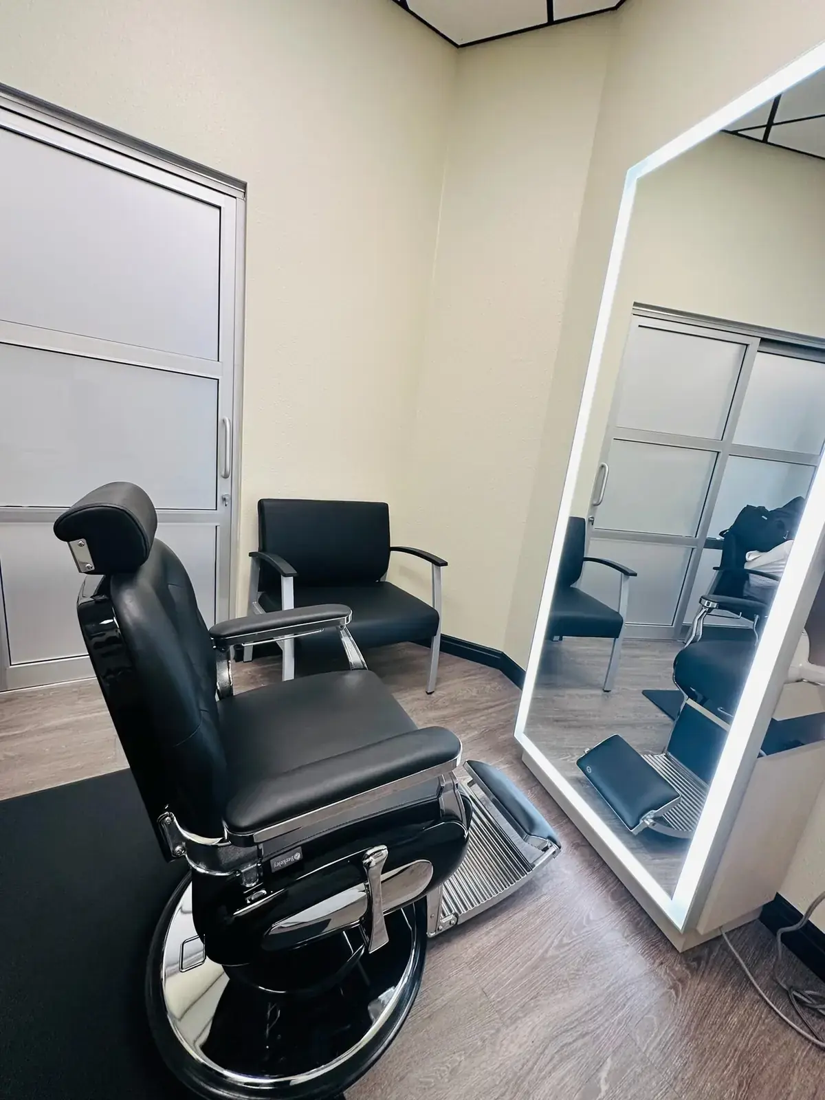 Shampoo station and backwash area